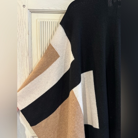 CHARTER CLUB 100% Cashmere Luxury Tier Shawl Wrap Black, Tan, White, One Size - Picture 15 of 16